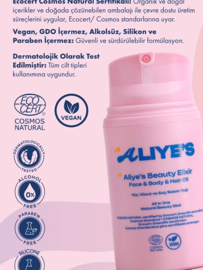 Beauty Elixir  %100 Doğal   Yüz, Vücut ve Saç Bakım Yağı