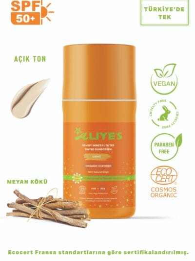 SPF 50+ Organik Mineral Filtreli Güneş Kremi – Açık Ton