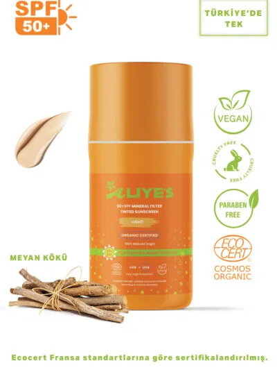 SPF 50+ Organik Mineral Filtreli Güneş Kremi – Açık Ton