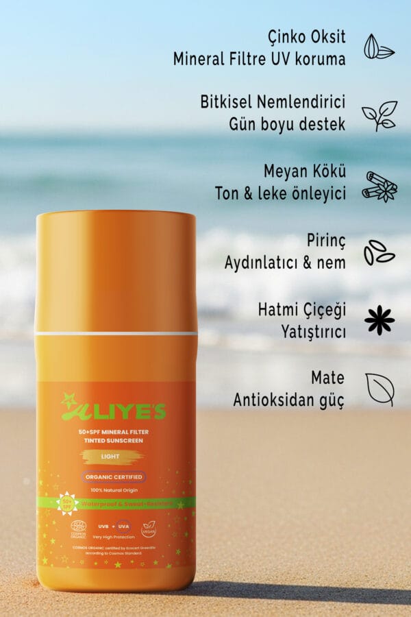 SPF 50+ Organik Mineral Filtreli Güneş Kremi - Açık Ton - Görsel 6