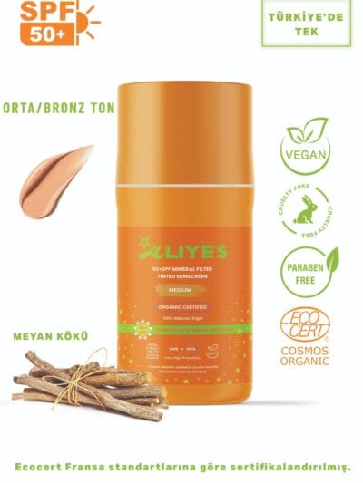 SPF 50+ Organik Mineral Filtreli Güneş Kremi – Orta Ton