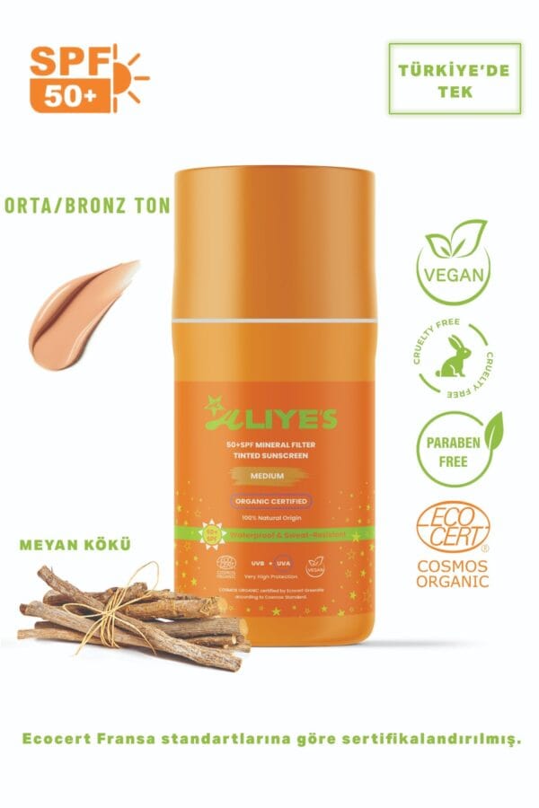 SPF 50+ Organik Mineral Filtreli Güneş Kremi - Orta Ton