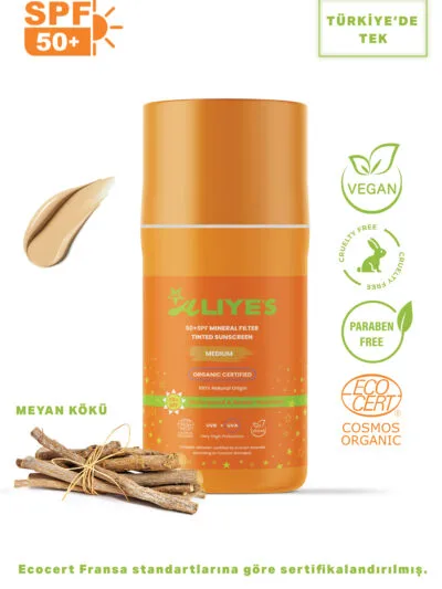 SPF 50+ Organik Mineral Filtreli Güneş Kremi – Orta Ton