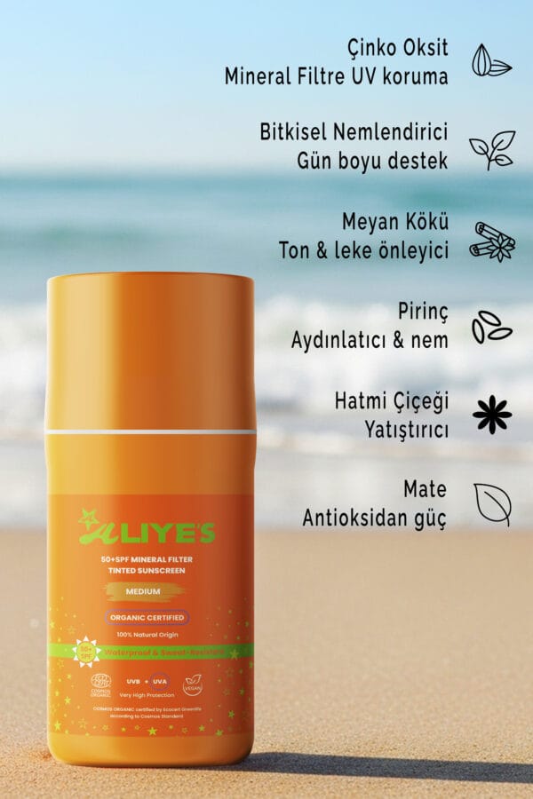 SPF 50+ Organik Mineral Filtreli Güneş Kremi - Orta Ton - Görsel 6