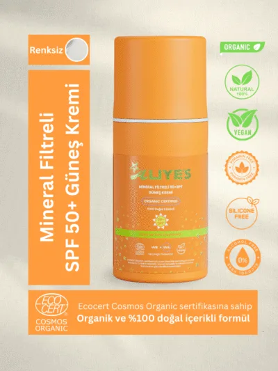 SPF 50+ Organik Mineral Filtreli Güneş Kremi – Renksiz