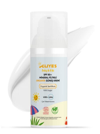 Organik Bebek & Çocuk Güneş Kremi SPF 50+ | Ecocert l Mineral Filtre, Non-Nano Çinko Oksit, Vegan