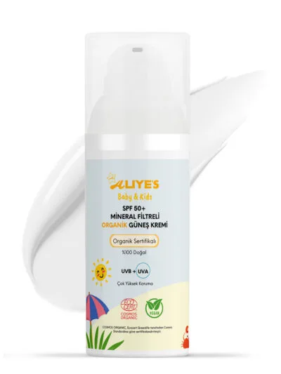 Organik Bebek & Çocuk Güneş Kremi SPF 50+ | Ecocert l Mineral Filtre, Non-Nano Çinko Oksit, Vegan
