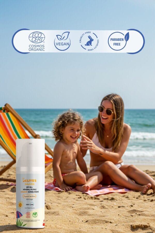 Organik Bebek & Çocuk Güneş Kremi SPF 50+ | Ecocert l Mineral Filtre, Non-Nano Çinko Oksit, Vegan - Görsel 4
