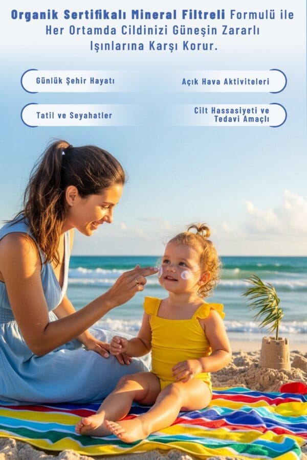 Organik Bebek & Çocuk Güneş Kremi SPF 50+ | Ecocert l Mineral Filtre, Non-Nano Çinko Oksit, Vegan - Görsel 8