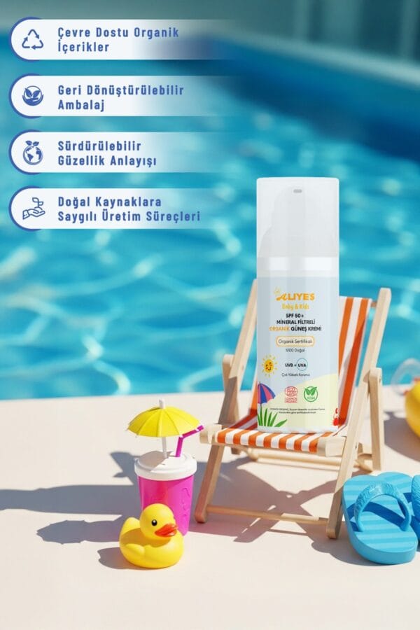 Organik Bebek & Çocuk Güneş Kremi SPF 50+ | Ecocert l Mineral Filtre, Non-Nano Çinko Oksit, Vegan - Görsel 7