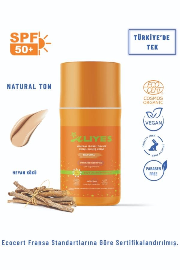 SPF 50+ Organik Mineral Filtreli Güneş Kremi - Natural Ton