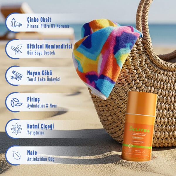 SPF 50+ Organik Mineral Filtreli Güneş Kremi - Natural Ton - Görsel 6