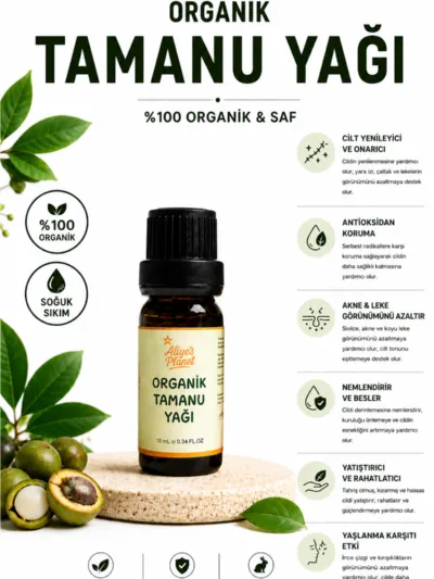 %100 Organik Tamanu Yağı Soğuk Sıkım