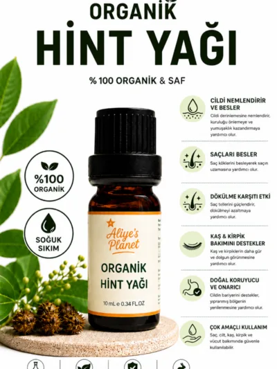 %100 Organik Hint Yağı (Castor Oil) Soğuk Sıkım