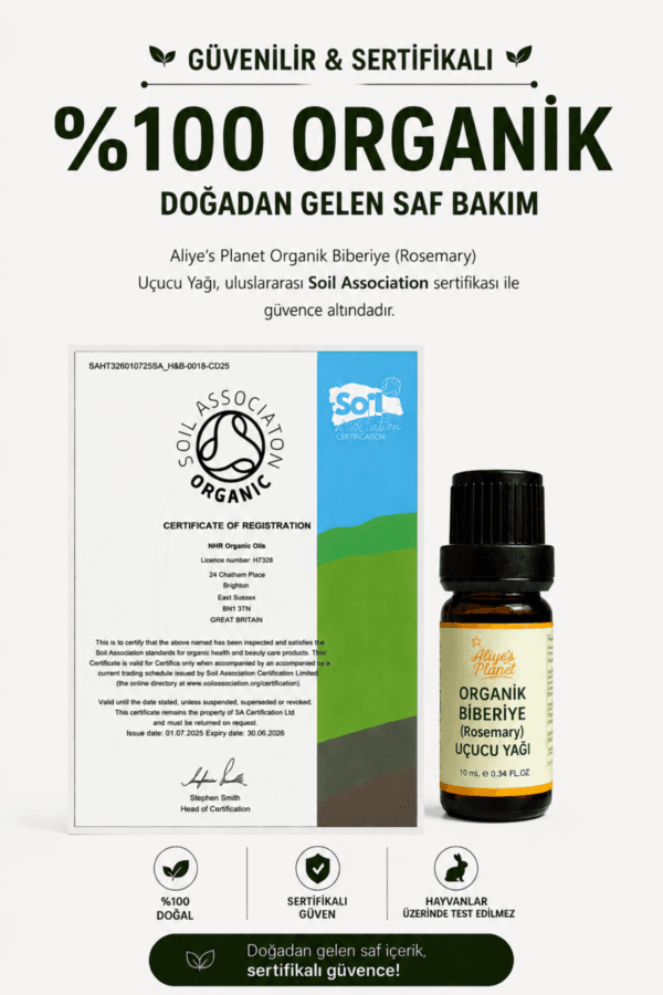 %100 Organik Biberiye Uçucu Yağı – Cilt Bakımı, Saç Güçlendirici & Saç Uzamasını Destekleyici - Görsel 3