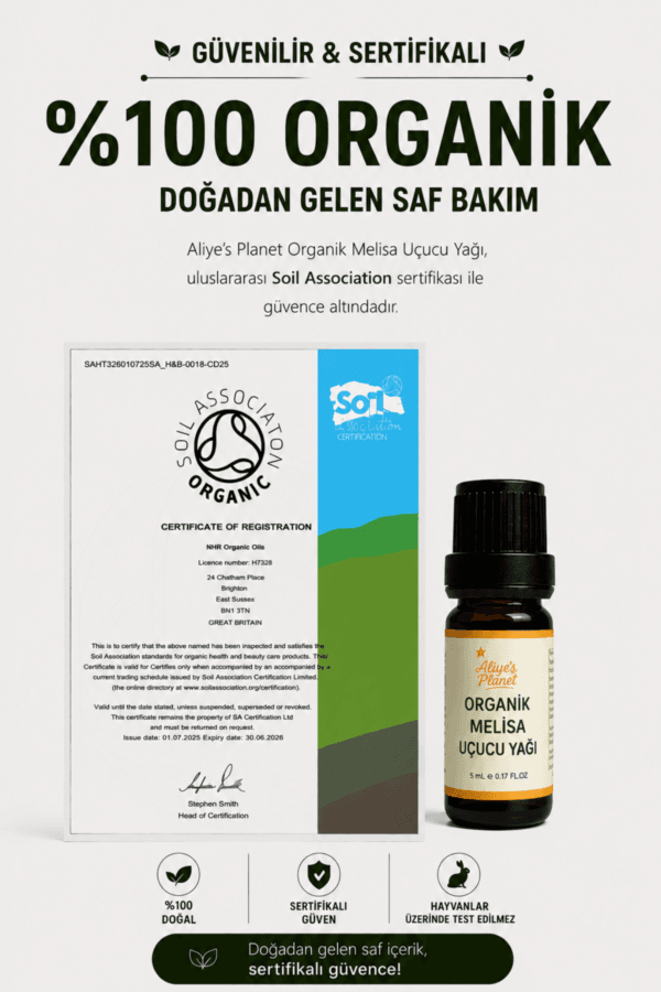 %100 Organik Melisa Uçucu Yağı – Cilt Bakımı, Aromaterapi, Stres Azaltıcı & Uyku Destekleyici - Görsel 3