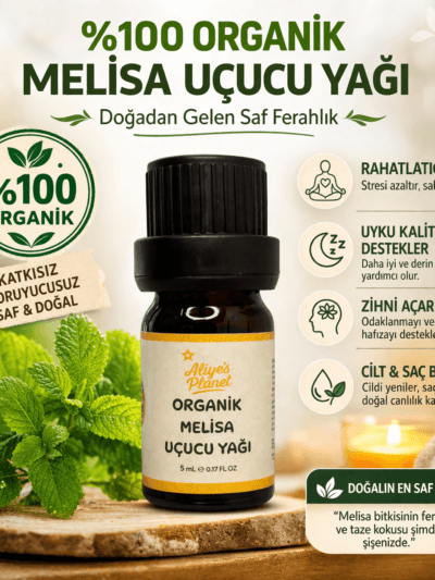 %100 Organik Melisa Uçucu Yağı – Cilt Bakımı, Aromaterapi, Stres Azaltıcı & Uyku Destekleyici