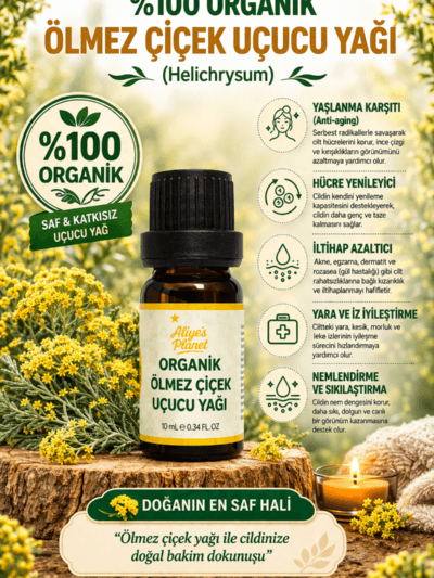 %100 Organik Ölmez Çiçek Uçucu Yağı – Kırışıklık Karşıtı, & Cilt Yenileyici