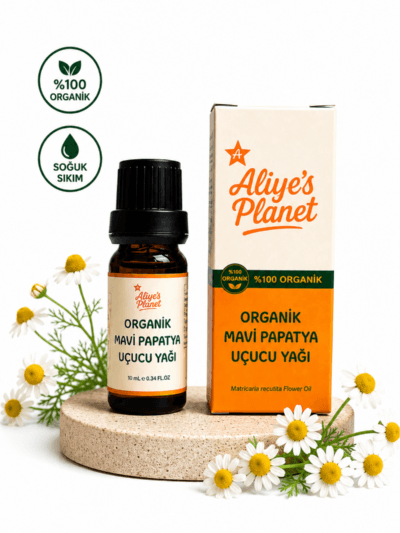 %100 Organik Mavi Papatya Uçucu Yağı – Hassas Ciltler için Cilt Yatıştırıcı ve Uyku & Rahatlama Destekleyici Aromaterapi Yağı
