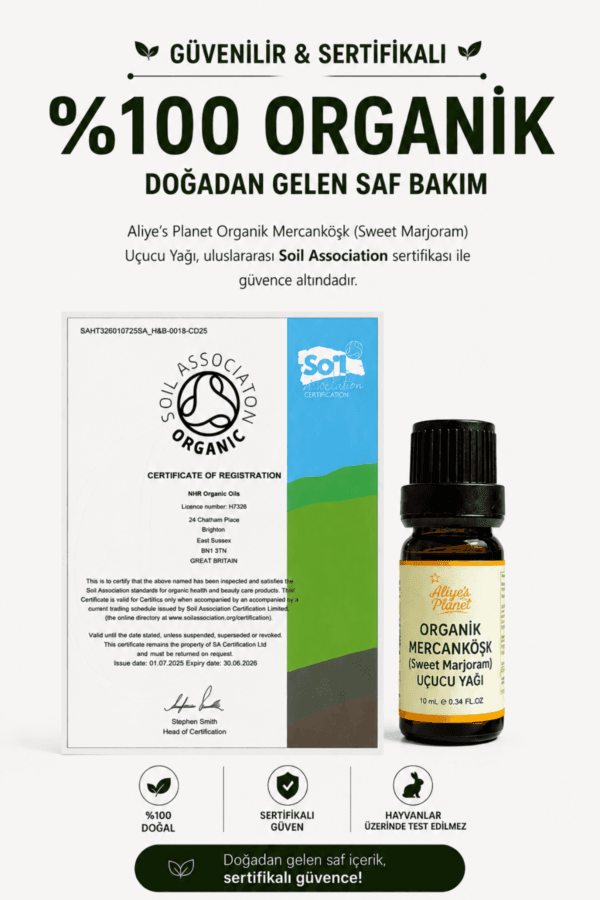 %100 Organik Mercanköşk (Sweet Marjoram) Uçucu Yağı - Rahatlatıcı Aromaterapi & Uyku Rutini - Görsel 3
